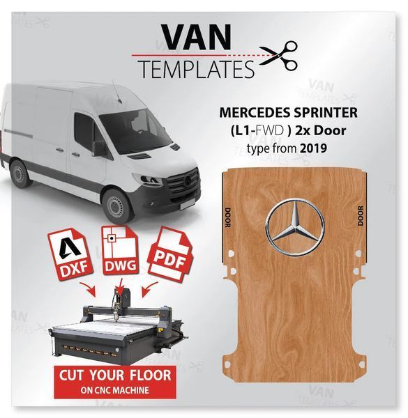 Пол Mercedes Sprinter W907 L1 короткий SWB от 2018г. фанера обшивка фургонов MERC-01 фото