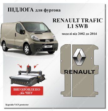 Пол Renaul Trafic SWB короткий (2002-2014) напольное фанерное покрытие 10мм RENAULT-08 фото