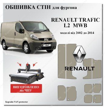 Обшивка стены Renaul Trafic L2 MWB 2002-2014 влагостойкая фанера, бюджетное решение RENAULT-15 фото