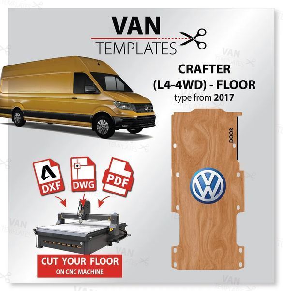 Полы VW Crafter L4 макси XLWB от 2017г. обшивка пола фургона, фанера 10мм VW-08 фото